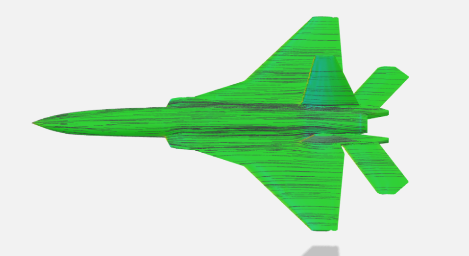 Diamondback drone airflow simulation showing streamlines over the fuselage